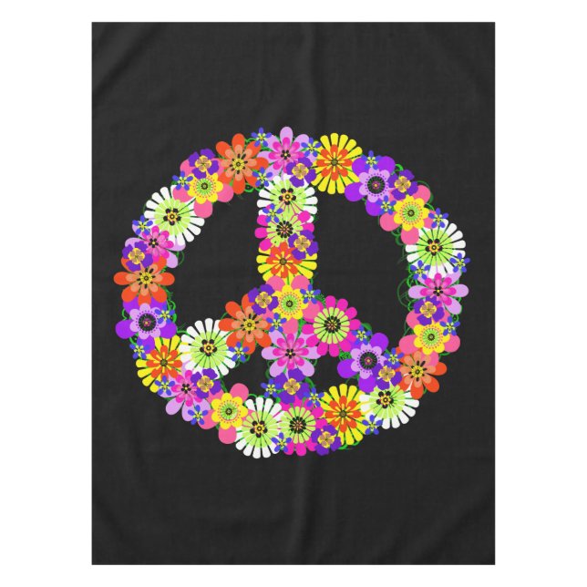 Nappe Panneau de paix Floral en noir (Devant)