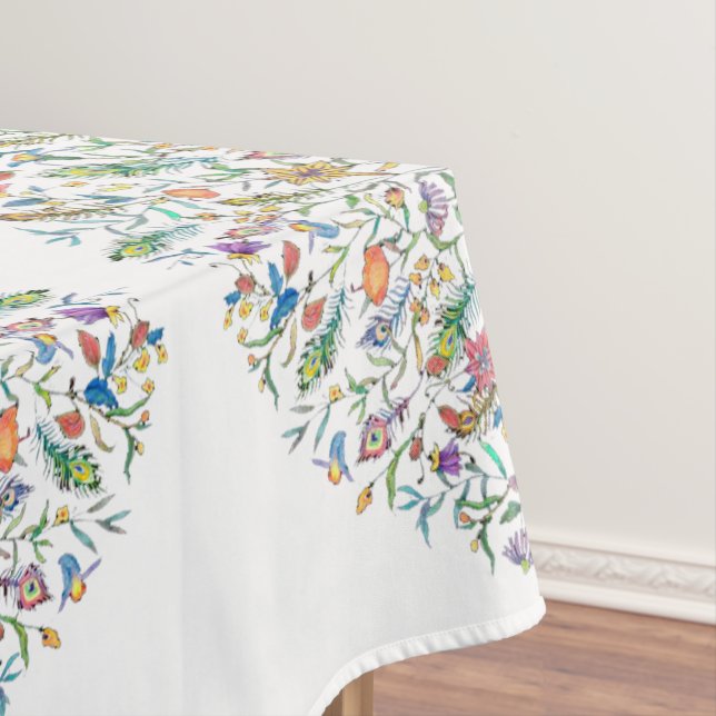 Nappe Paon floral aquarelle  (In Situ)