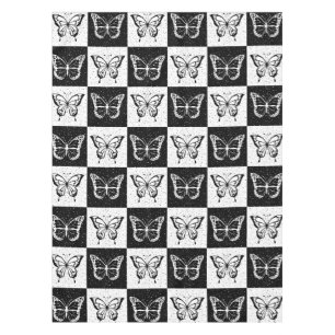 Nappe Papillon blanc noir À damiers bloc