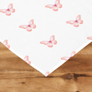 Nappe Papillon blanc rose rose or rose