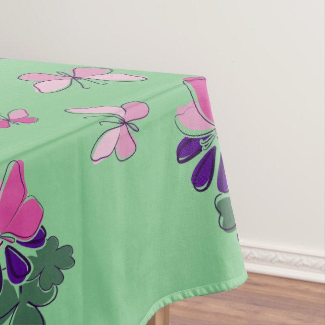 Nappe Papillon rose violet Doodé vert bordure (In Situ)