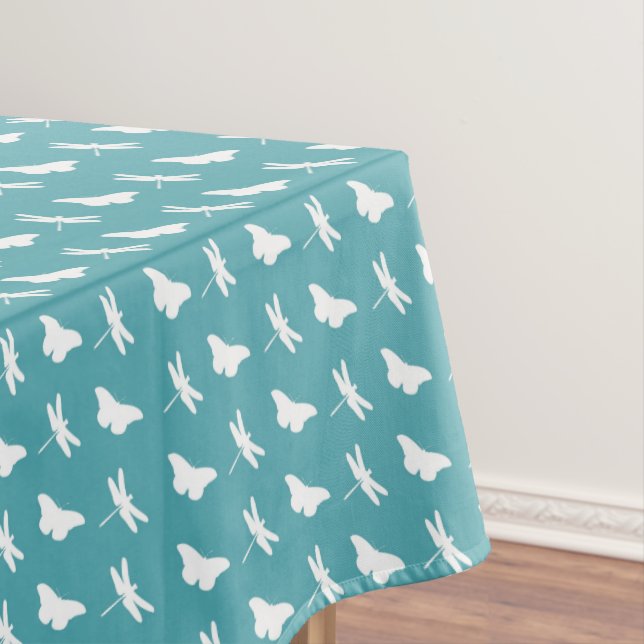 Nappe Papillon sarcelle et blanc et motif de libellule (In Situ)