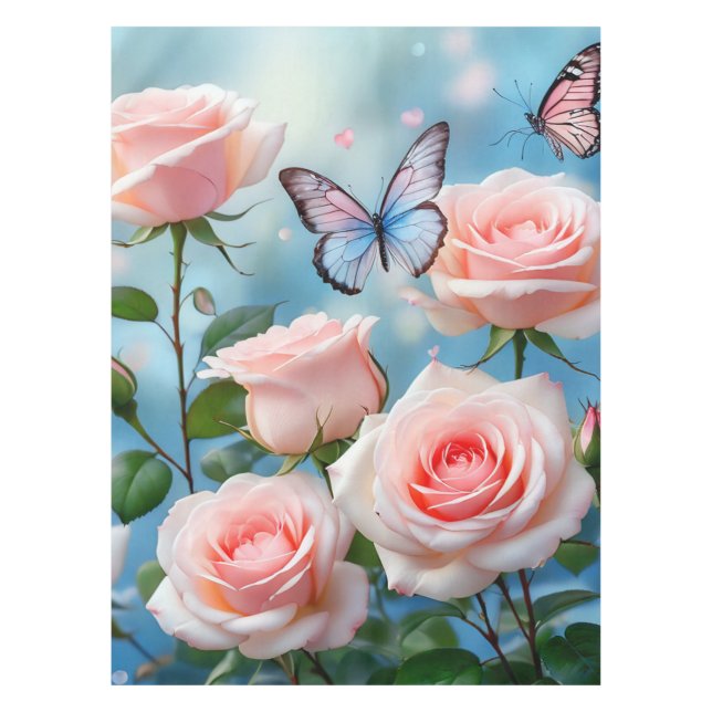 Nappe Papillon Sur Fleur Rose (Devant)