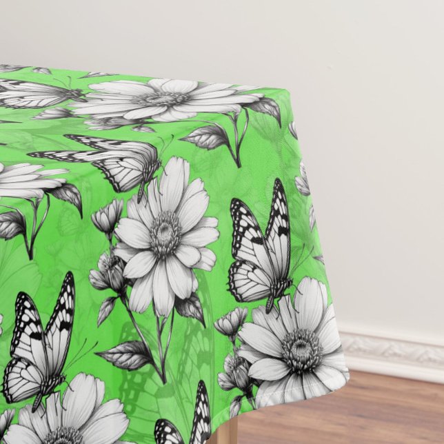 Nappe Papillon sur Motif de fleurs Design vert (Créateur téléchargé)