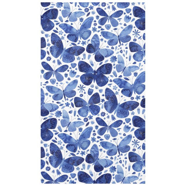 Nappe Papillons Aquarelle Bleu (Devant)