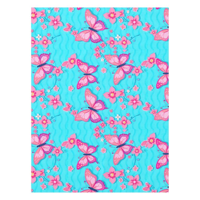 Nappe Papillons et fleurs aux couleurs vives Design (Devant)