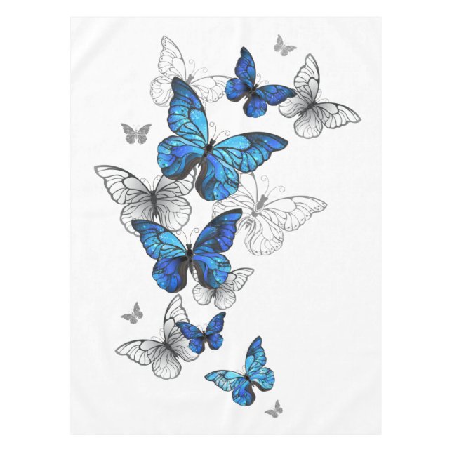 Nappe Papillons volants bleus Morpho (Devant)