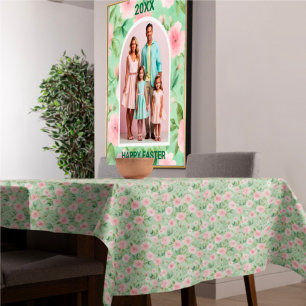 Nappe Pâques Pastel Rose & Flore Verte