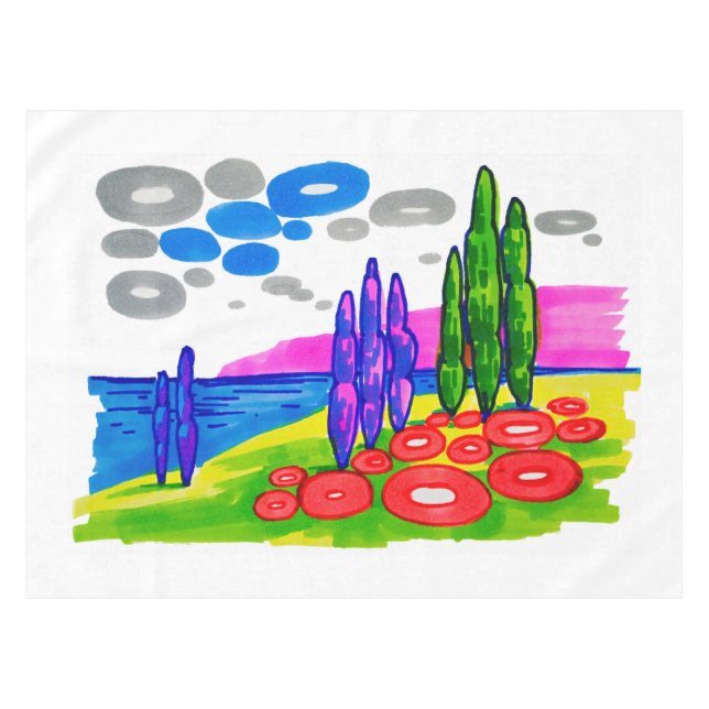 Nappe Paradis Pop Art – Paysage Graphique Audacieux (Devant (Horizontal))