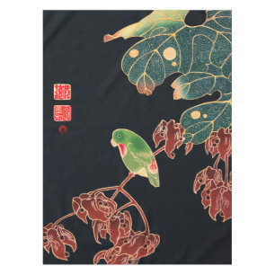 Nappe Paroquet Vintage Oiseau Bois japonais Imprimer