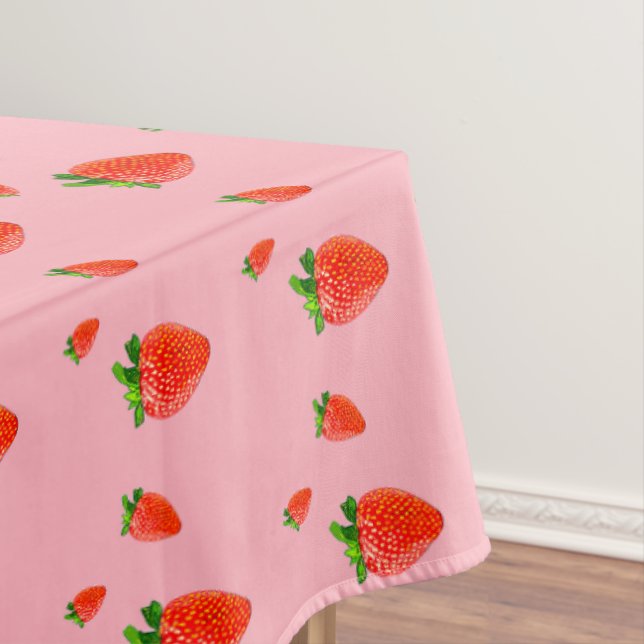 Nappe Parti rose Motif aux fraises rouges (In Situ)