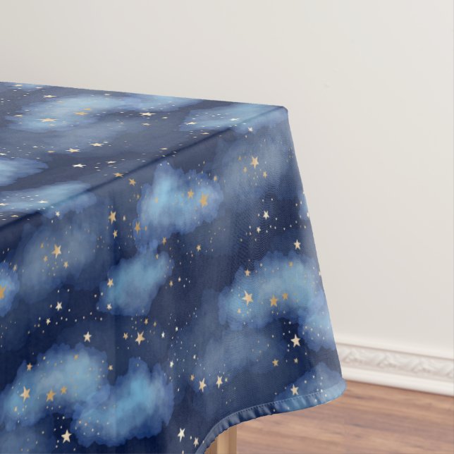 Nappe Parties scintillant Gold Stars Dark Blue Sky Motif (In Situ)