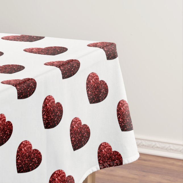 Nappe Parties scintillant rouge flamme motif de coeur (In Situ)