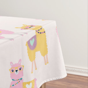 Nappe Pas de Drame Llama mignonne rose Motif jaune
