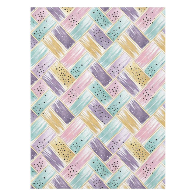 Nappe Pastel Brushstroke & Gold Crisscross Abstrait (Devant)