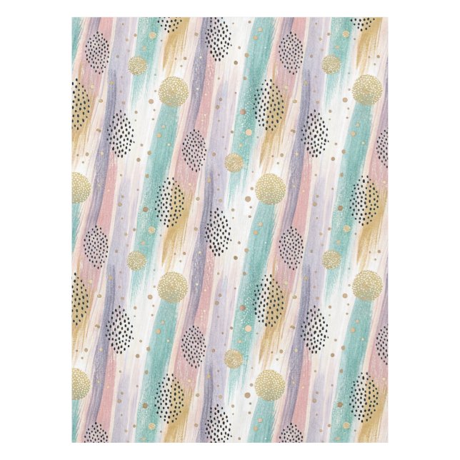 Nappe Pastel Brushstroke & Gold Géométrique Abstrait (Devant)