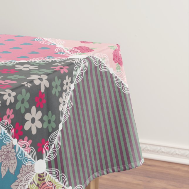 Nappe Pastel Floral Quilt Carré (In Situ)