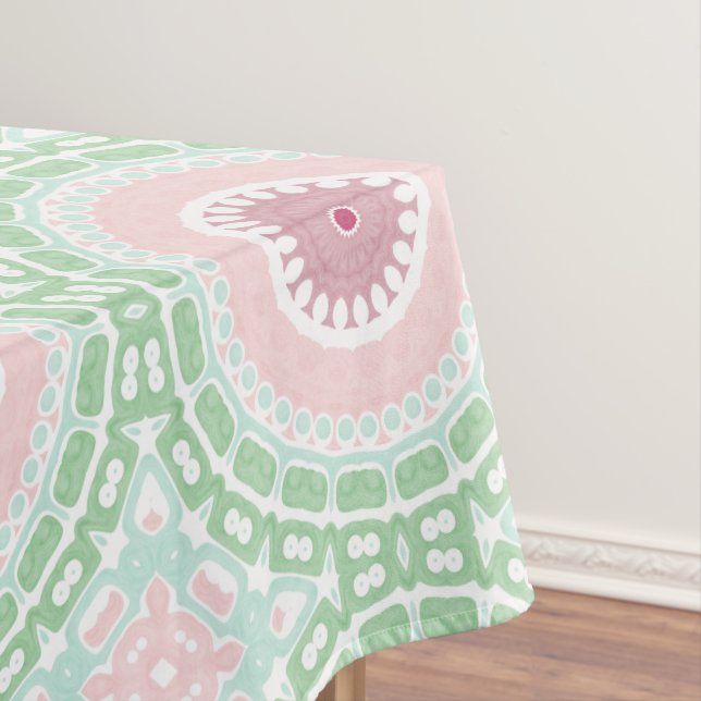 Nappe Pastel Pink et Green Mandala (In Situ)