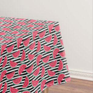 Nappe Pastèque douce sur les rayures noires et le motif