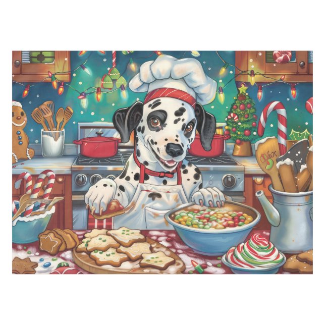 Nappe Pâtisserie festive de Noël dalmate (Devant (Horizontal))