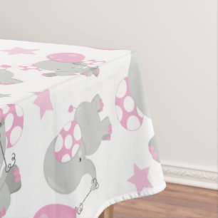 Nappe Pattern of Elephants, Cute Elephants - Pink Gray