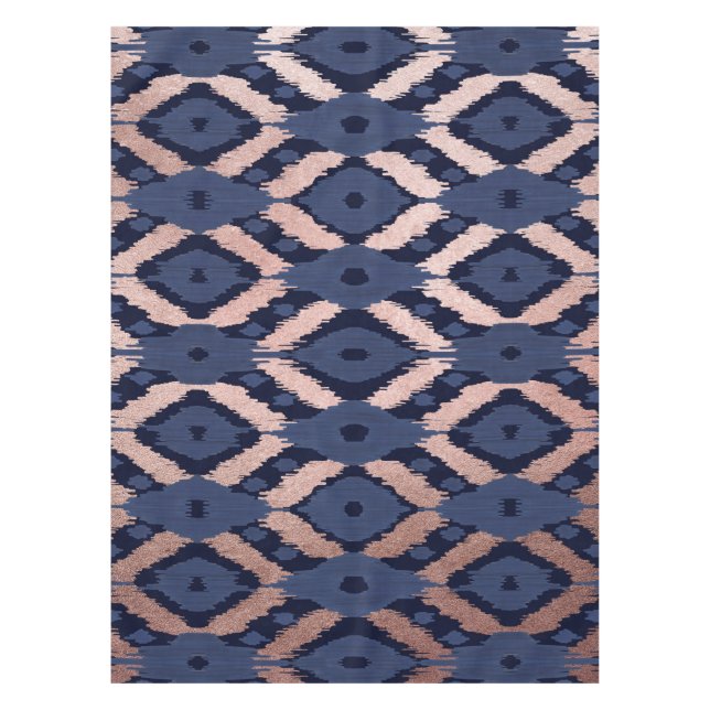 Nappe Patters de Bohemian Rose Gold Navy Blue Ikat (Devant)