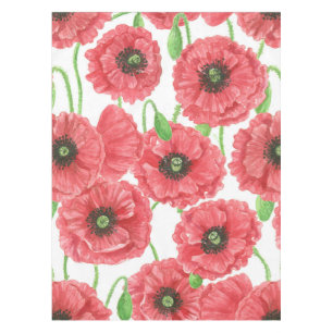 Nappe Pavot aquarelle motif floral