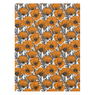 Nappe Pavot orange sur blanc