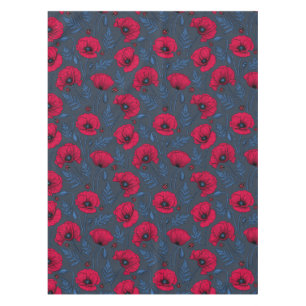Nappe Pavot rouge et coccinelle bleu foncé