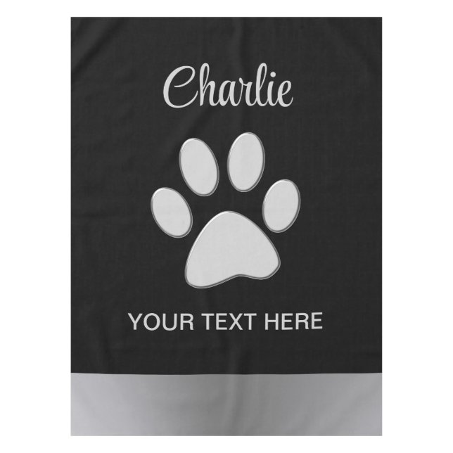 Nappe Paw Chien Argent sur arrière - plan noir (Devant)