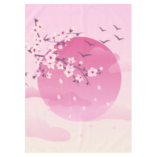 Nappe Paysage japonais des fleurs de cerisiers