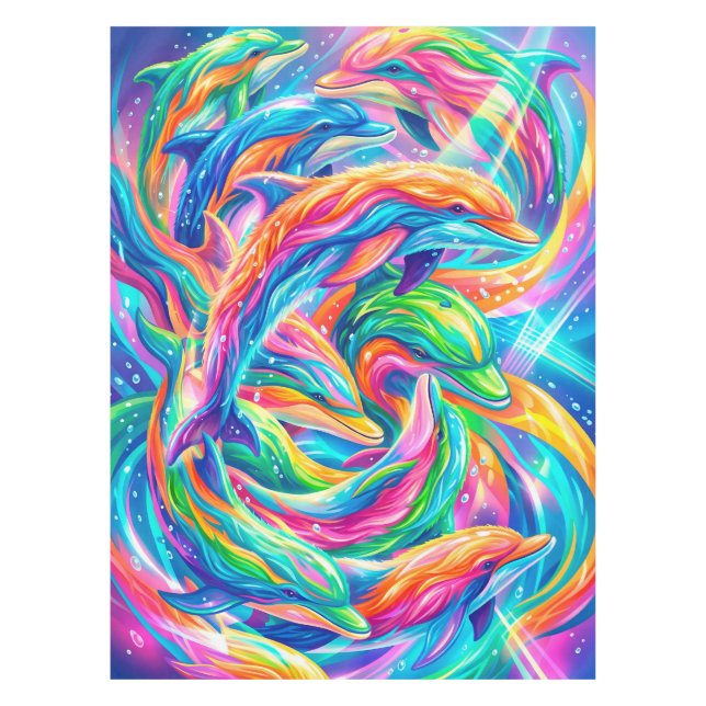Nappe Paysage onirique de dauphins vibrant – Psychedeliq (Devant)