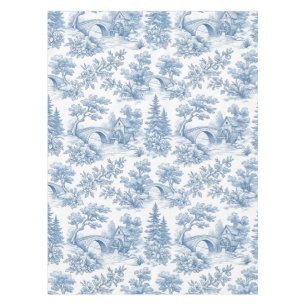 Nappe Paysage Toile Bleu et Blanc Vintage