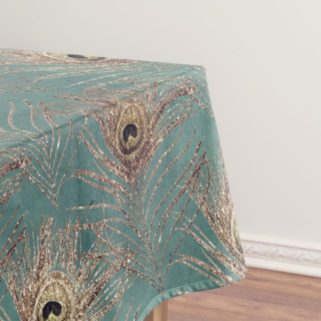 Nappe Peacock motif parties scintillant or turquoise élé (Créateur téléchargé)