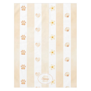 Nappe Pêche et Blancs - Coeurs, Fleur, Empreinte de patt