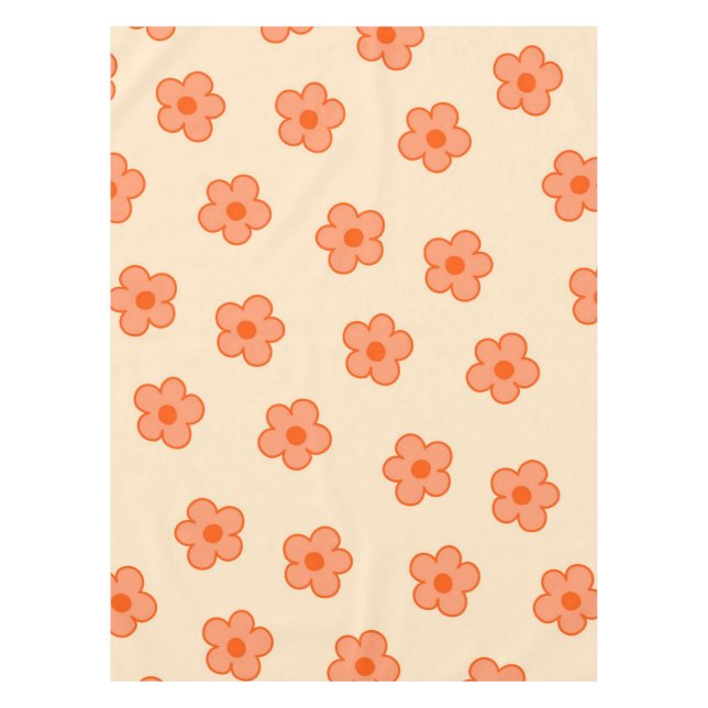 Nappe Pêche Whimsical & Orange Floral Retro, Gai (Devant)
