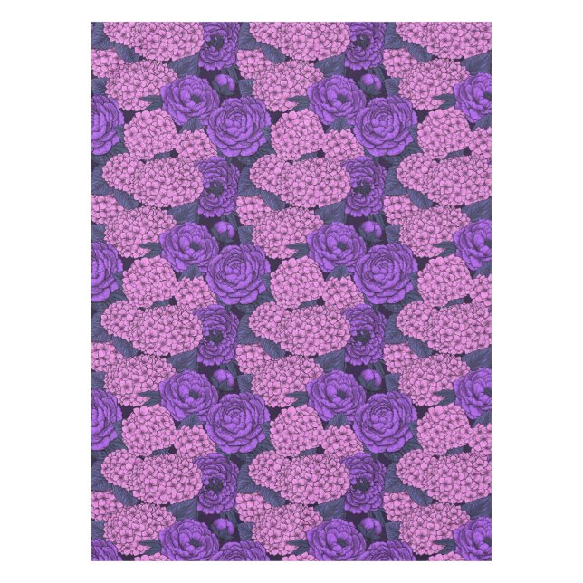 Nappe Peine et hydrangée en rose et violet (Devant)