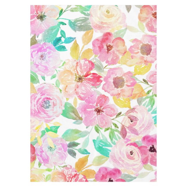Nappe Peinture à la main lisse aquarelle design floral (Devant)