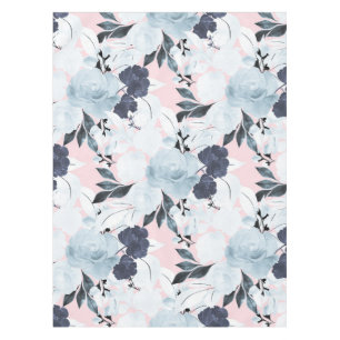 Nappe Peinture d'aquarelle florale blanche, bleue et flo