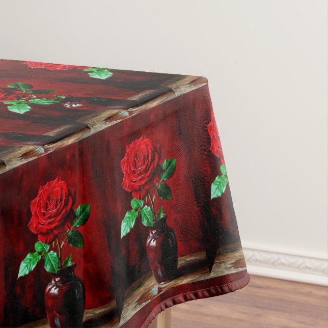 Nappe Peinture de fleurs de rose rouge  (In Situ)