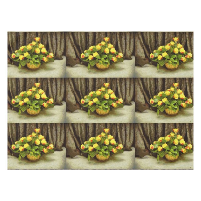 Nappe Peinture en panier de roses jaunes (Devant (Horizontal))