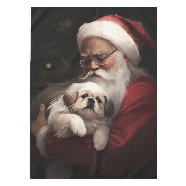 Nappe Pekingese avec le Père Noël Festif Noël (Devant)