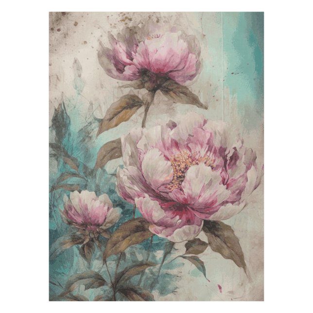 Nappe Peonies peintes - Tissu de table (Devant)