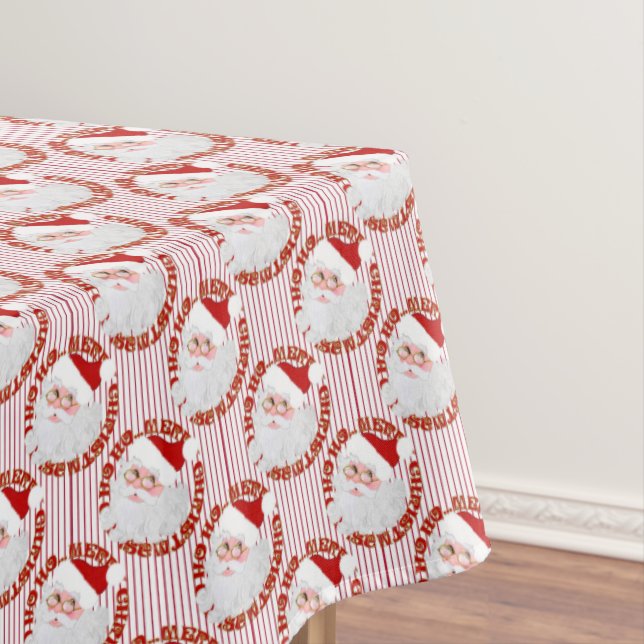 Nappe Père Noël Face Circles, Red Stripes-TABLECLOTH 60x (In Situ)