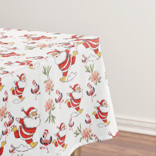 Nappe Père Noël festif, flamant rose et motif floral ros