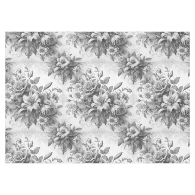 Nappe Perfection florale noire et blanche (Devant (Horizontal))