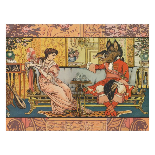 Nappe Personnages Classiques de Contes de Fées de Beauté (Devant (Horizontal))