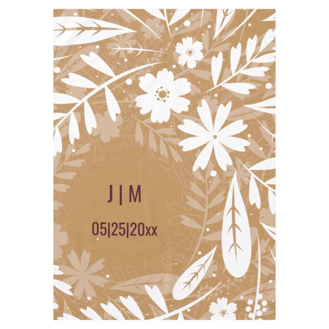 Nappe personnalisée avec monogramme marron et blan (Devant)