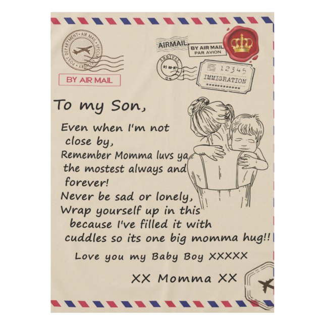 Nappe Personnalized to My Son, Letter From Mama Blanket (Devant)