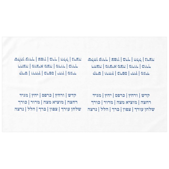 Nappe Pesach - Pâque Hebrew Seder Stages en Bleu (Devant (Horizontal))